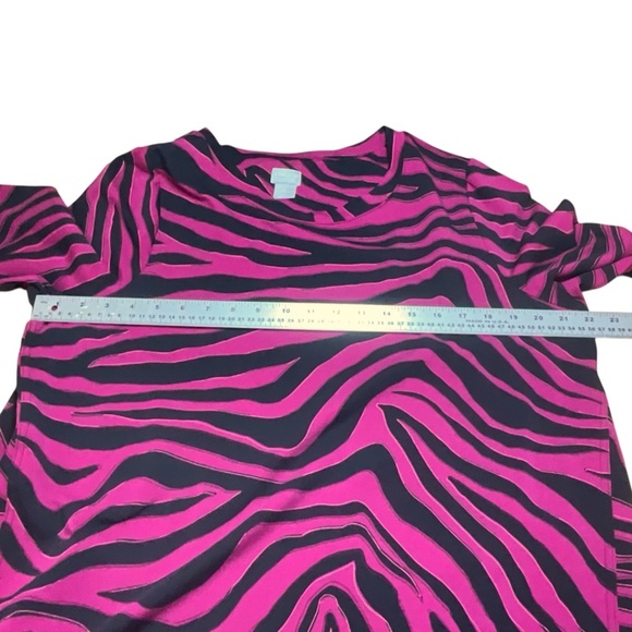 CHICO’S ZENERGY French Terry Fuschia Black Zebra Print Tunic Top 3/4 Sleeve 16 - Picture 6 of 10